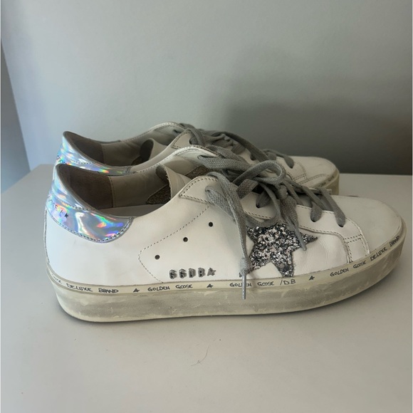 Golden Goose Hi Star White Glitter Star Mirror Heel - Picture 2 of 7
